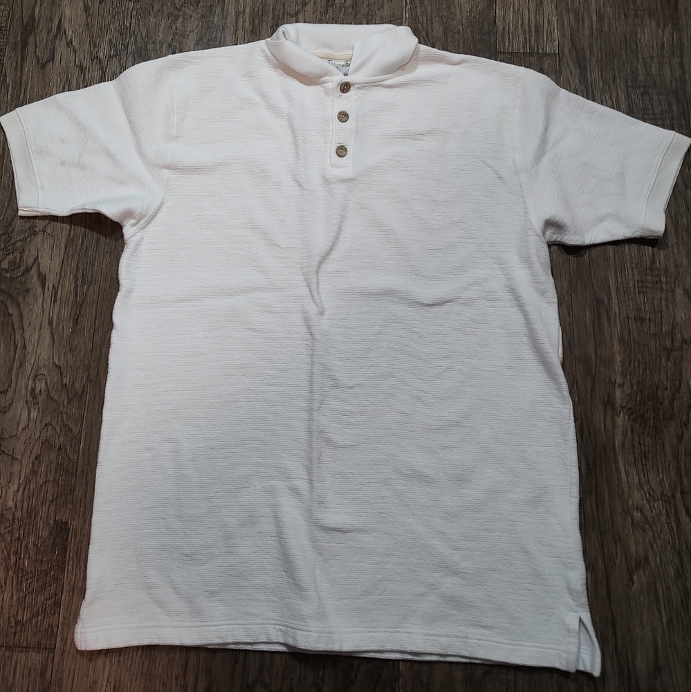 OP Sport Men's Classic White Textured Henley Short Sleeve Shirt Size XL